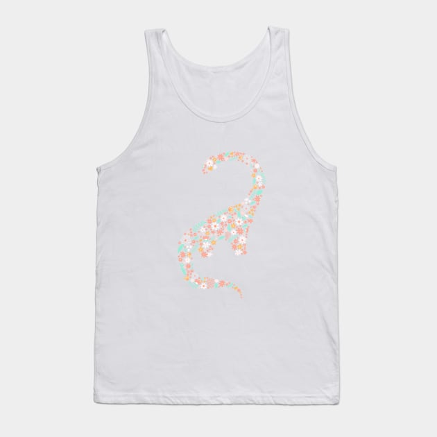 Florals Brontosaurus in Jade Tank Top by latheandquill